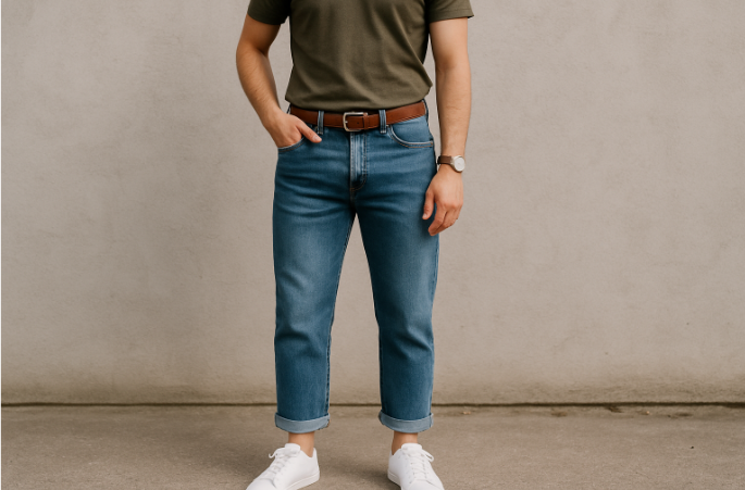 Cropped jeans für herren – style, passform und pflege